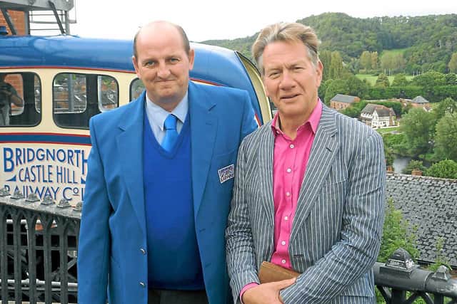 Michael Portillo with Jason Tipping, the Cliff Railway company secretary