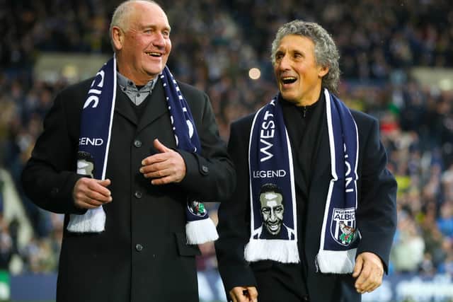 Tony Godden, left, and former team-mate John Trewick in 2018 following the death of Cyrille Regis. (PA)