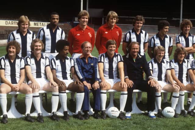 Tony Godden, third left back row, with his team-mates and boss Ron Atkinson lining up for a pre-season squad picture.