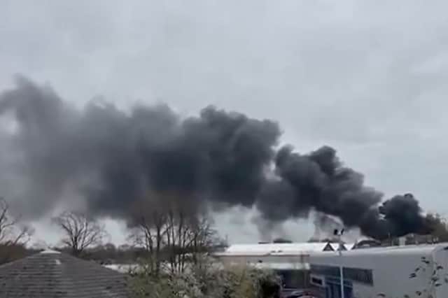 Smoke rises from a scrapyard fire on Lifford Lane, Kings Norton, Birmingham on 1 April 2026.