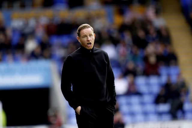 Shrewsbury Town manager Gavin Cowan during the game between Shrewsbury Town and Tranmere Rovers