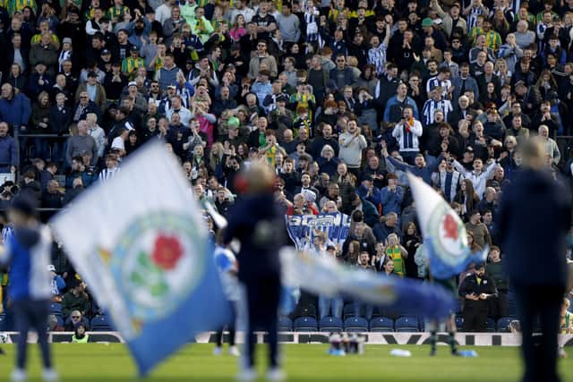 The away end was packed to the rafters at Ewood Park on Easter Monday - but Albion fans will now be terrified of any possible PSR breach outcome. (Photo by Adam Fradgley/West Bromwich Albion FC via Getty Images)
