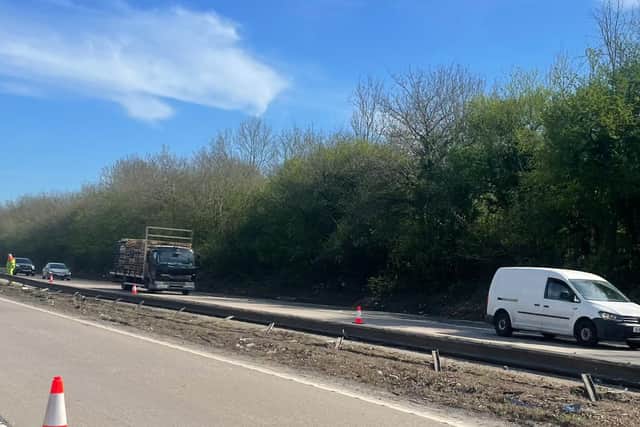 Delays on M54 after lorry collides with central reservation