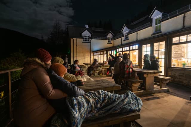 Storyteller and harpist Mair Tomos Ifans held an outdoor storytelling event under the moon