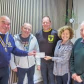 L-R Rotary President: Hugh Garner, Aquathlon Organising Committee members: Liam Daly, Adam Johnstone and Helen Tuite, and Rotarian: Doug Wellstead 