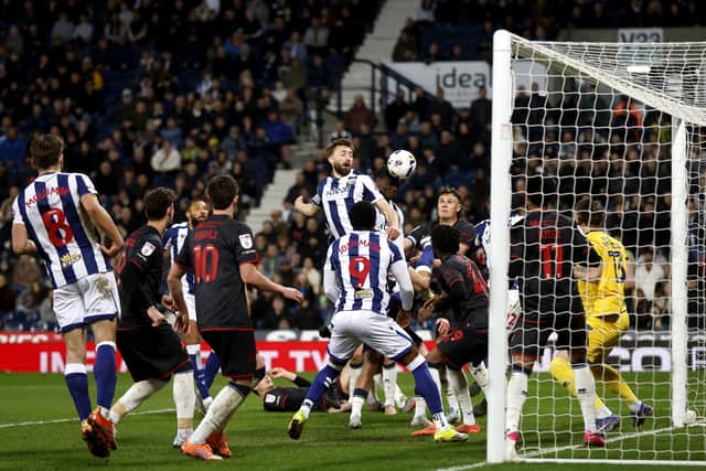 WEST BROMWICH, ENGLAND - APRIL 10: Nat Phillips of West Bromwich Albion heads at goal during the Sky Bet Championship match between West Bromwich Albion and Millwall at The Hawthorns on April 10, 2026 in West Bromwich, United Kingdom. (Photo by Adam Fradgley/West Bromwich Albion FC via Getty Images)