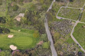 Designs accompanying the application show the cemetery would be bordered by the golf course’s 11th, 13th and 14th holes