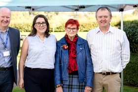 South Powys Mind CEO Marie Davies with co-chairs Crad Lowe and Eva Roshan and trustee Dave Canning