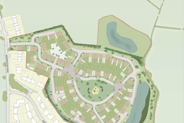 An illustrative masterplan of a proposal to built up to 98 homes to the east of Merrington Road in Bomere Heath. Picture: Iceni Projects