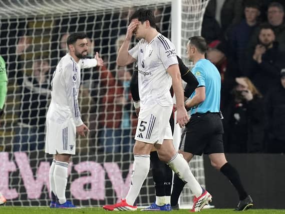 Manchester United defender Harry Maguire was sent off at Bournemouth