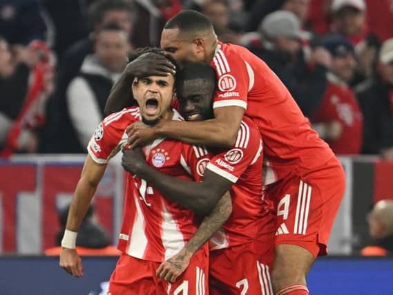 Bayern Munich's Luis Diaz (left) celebrates with his team-mates