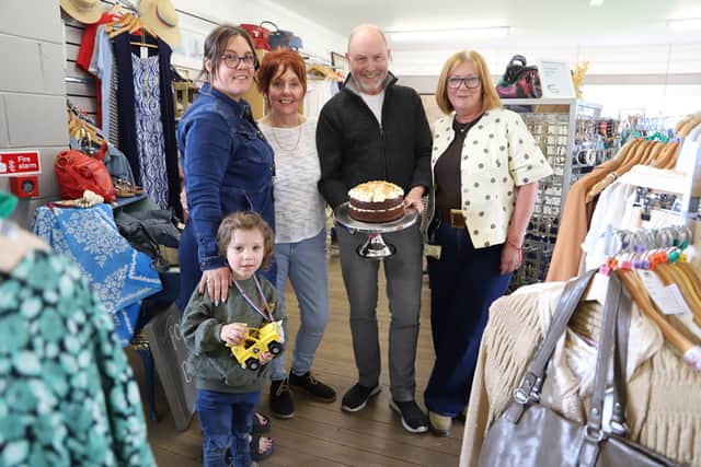 Retail assistant Vicki Sergeant with son, retail assistant Karen Hughes, Commercial Manager Pete Evans and Assistant Commercial Manager Sharon Jones.