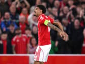 Morgan Gibbs-White celebrates scoring for Nottingham Forest