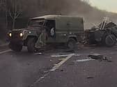Wreckage of the military vehicle
