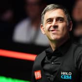 Ronnie O’Sullivan smiles at the 2026 World Snooker Championship