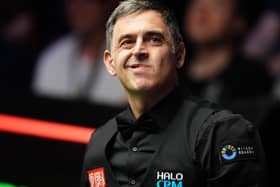 Ronnie O’Sullivan smiles at the 2026 World Snooker Championship