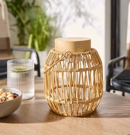 Dunelm Weaved Rechargeable Touch Dimmable Outdoor Lantern