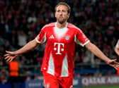 Bayern Munich's Harry Kane celebrates his goal against Paris St Germain