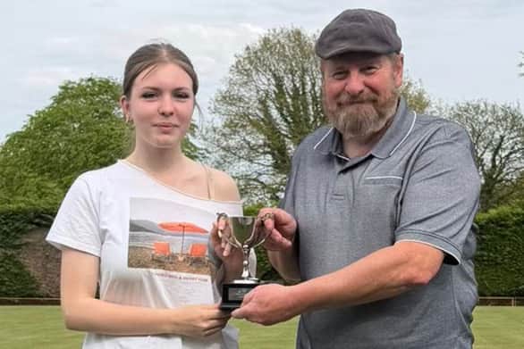 Tilstock finalists in the Newbie Knockout at Hodnet – Emily Webb and winner Nigel Nicholas