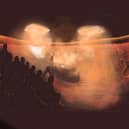 Artist's impression in a sketch of how a performance in a sauna will look