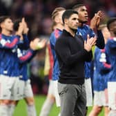 Arsenal manager Mikel Arteta applauds the fans in Madrid