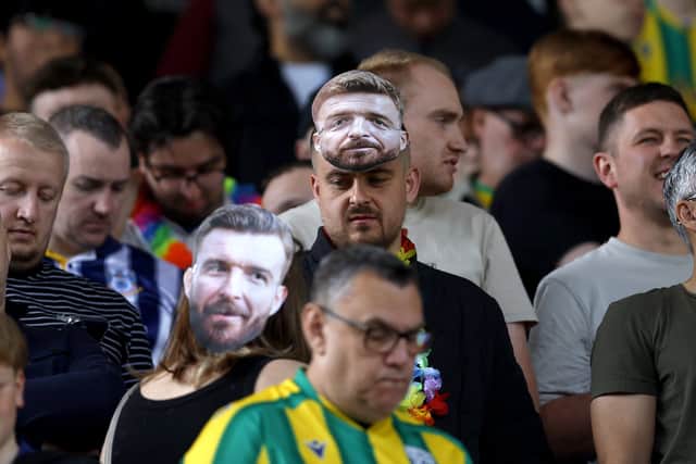 Fans wore James Morrison masks in the away end.(Photo by Adam Fradgley/West Bromwich Albion FC via Getty Images)