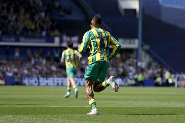 Karlan Grant, who is out of contract at The Hawthorns, netted a scruffy late consolation. Albion FC via Getty Images)