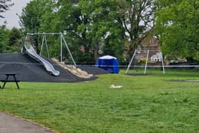 First image from the scene where a teenage boy died after being hit by a falling tree in Stafford