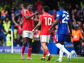 Nottingham Forest’s Taiwo Awoniyi (left) celebrates scoring