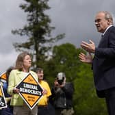 Sir Ed Davey speaking in front of Liberal Democrat activists