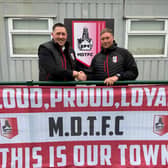 Dave Lloyd, left, and Adam Proudlock after being confirmed as Market Drayton Town manager and assistant manager respectively.