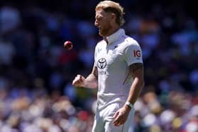 Ben Stokes tosses a ball in the air during the Ashes.
