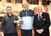 SHUGC president Nigel Chesters with Brian Lewis Trophy winners Callum Brown and Ryan Forrest Pic: Doug Parry