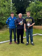 Junior joy - main finalists Myles Fisher and (right) winner Jack Cooke with Tilstock's Simon Fullard 