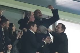 The Prince of Wales celebrates Aston Villa’s third goal