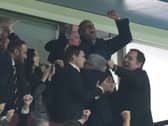 The Prince of Wales celebrates Aston Villa’s third goal
