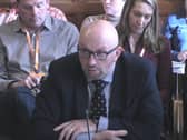 Screen grab of David Hinton, Chief Executive, South East Water appearing before the Environment, Food and Rural Affairs Committee,