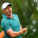 Rory McIlroy watches his shot from the third tee during the third round of the Truist Championship