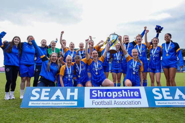 Shrewsbury Town Women recently won the Tom Farmer Cup. Picture: Shropshire FA/Grifftersworld Photography