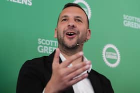 Green Party leader Zack Polanski speaking during a press conference at Novotel, Glasgow