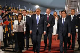 Donald Trump after getting off Air Force One in Beijing