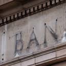 The remains of a bank sign