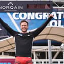 Singer Olly Murs crosses the finish line after a five-day 400km challenge in which he tackled some of the UK’s most demanding terrain by running, rowing and riding from Manchester United’s Old Trafford stadium in Salford to the London Stadium, east London, marking Soccer Aid for Unicef’s 20th anniversary