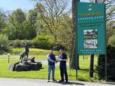 Neuadd Bridge Caravan Park in Llanfair Caereinion receiving their certificate of thanks from the fire service.