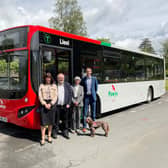Newly refurbished buses welcomed to Powys at County Hall, Llandrindod Wells. The buses are the first of 15 being upgraded to improve accessibility, comfort and reliability for passengers across the county.
L-R: Emma Palmer, Chief Executive of Powys County Council, Barclay Davies, Director for Wales at Bus Users UK, Cllr Jackie Charlton, Cabinet Member for a Green Powys, Elliot Swallow, Senior Programme Lead for Transport for Wales.
 
