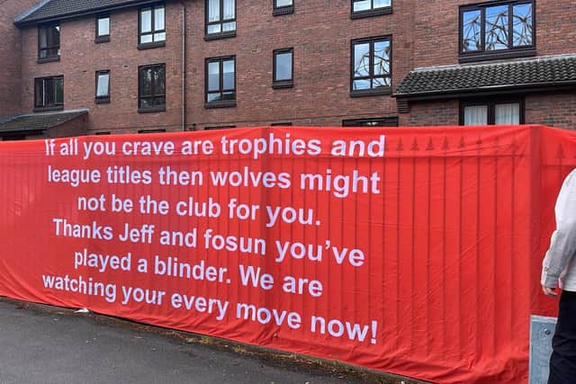 Wolves fans unveil banners ahead of the game