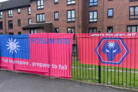 The anti-Fosun banners have been inside the ground for much of the season