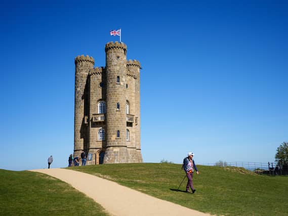 Broadway Tower in Worcestershire during a sunny morning.