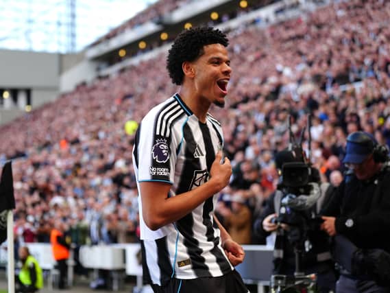 Will Osula celebrates scoring Newcastle's second goal