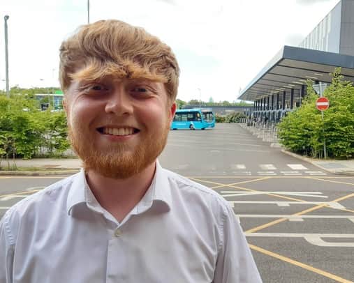 Councillor Ollie Vickers at the Telford town centre bus station